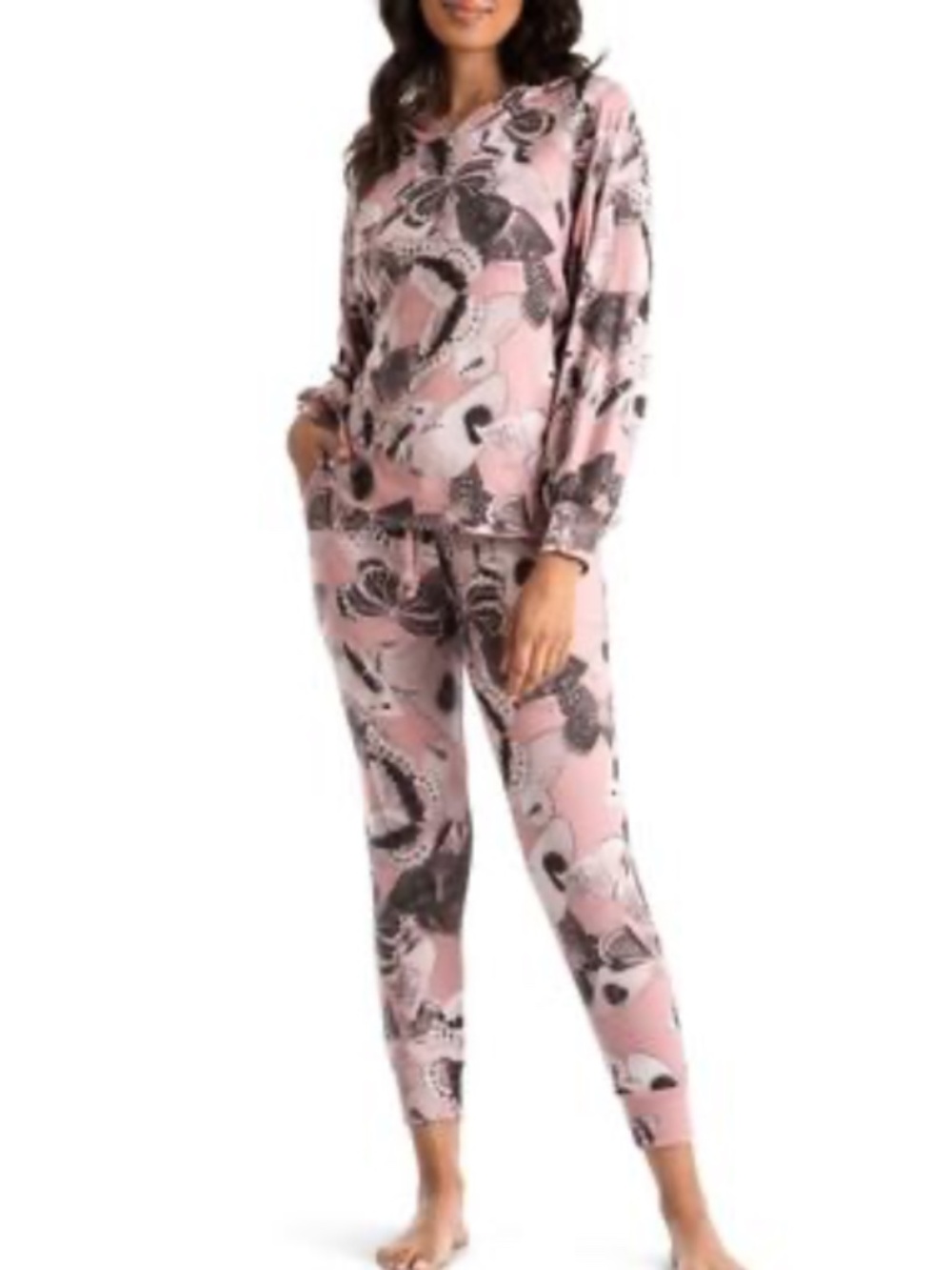 Midnight Bakery Women's Juno Hacci 2 Piece Pajama Set - Pink Small